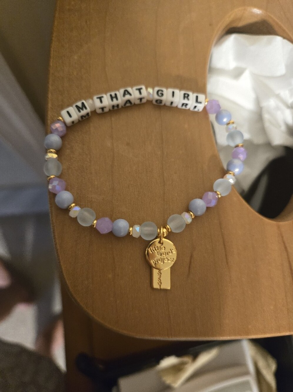 Little Words Project 'I'm That Girl' Lavender Beaded Stretch Bracelet - KINDflue